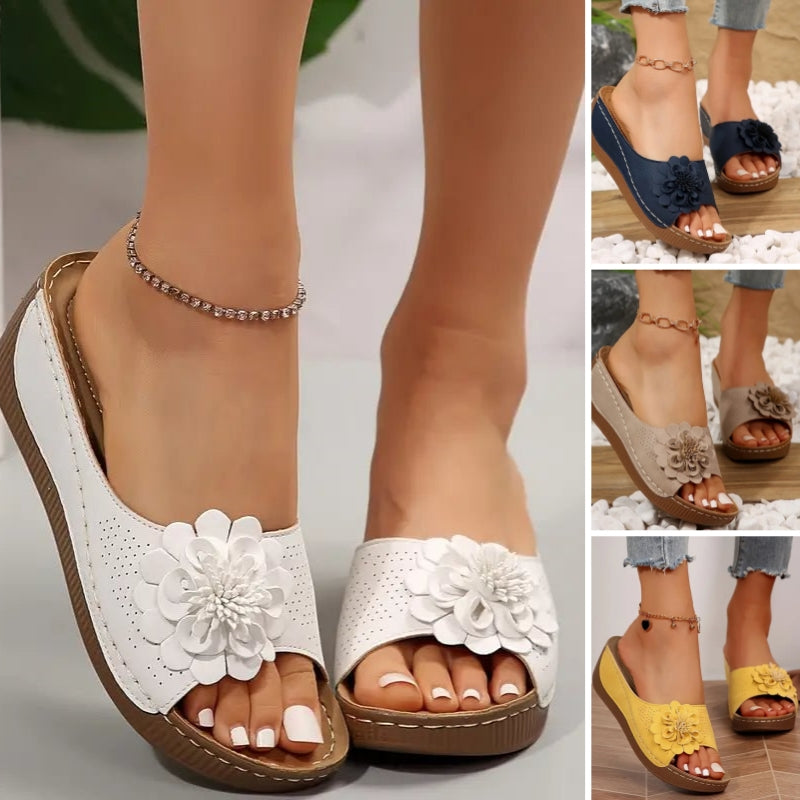 🎉Last day for limited time discounts🎉Women's Comfort Flower Slip-On Sandals(The more you buy, the higher the discount)