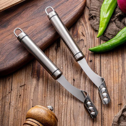 🌶️50% OFF NOW! Stainless Steel Chili Corer – Pepper Seed Remover Tool, Serrated Edge Chili Deseeder for Jalapeño, Bell Pepper & Home Kitchen Prep