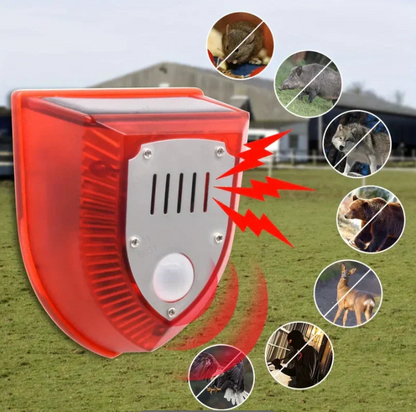 🚨50% OFF NOW! Solar Outdoor Animal Deterrent Alarm, Solar Powered Strobe Light Warning Siren, Motion Activated Repeller to Protect Crops, Garden, Farm from Wild Animals