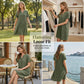 👗 LIMITED-TIME 50% OFF! ✨Women Short Sleeve V-Neck Linen Blend Tunic Midi Dress, Loose Relaxed Fit with Side Pockets Breathable Beach Casual Dress 💕