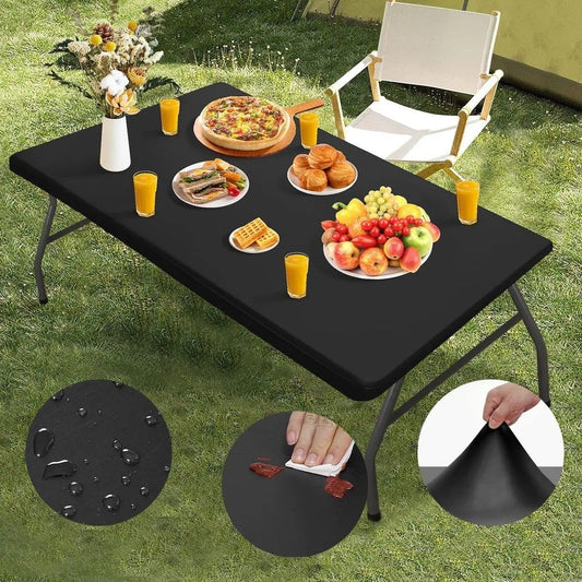 🍽️50% OFF NOW! Fitted Spandex Table Cover for Rectangular & Square Tables – Reusable Wrinkle‑Resistant Elastic Tablecloth, Snug Wrap‑Around Table Protector for Picnic Party Outdoor Indoor Events