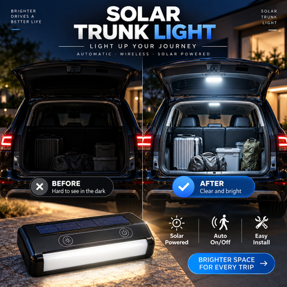 ☀️50% OFF NOW! Solar LED Trunk Light, Wireless Auto Motion Sensor Car Interior Light, 6 Color Selectable Rechargeable LED Cargo Lamp for SUV, Sedan & Van