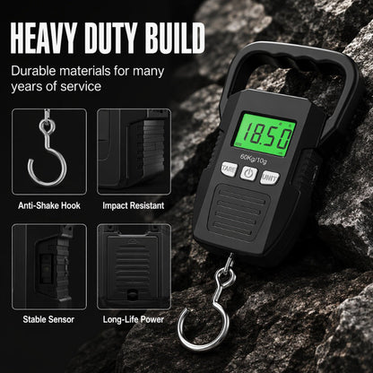 🔥50% OFF NOW!⚖️ Over 38,300 Sold! Portable Digital Luggage Scale, 60kg Heavy Duty Handheld Hanging Scale for Travel, Fishing & Parcel Weighing