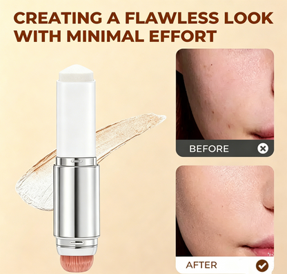 🎉50% OFF NOW! BLANC Cover Cream Stick, Detachable Brush – Korean Color-Changing Foundation Stick with Collagen Capsules, Lightweight Double-Headed Foundation Makeup Stick for Flawless Skin
