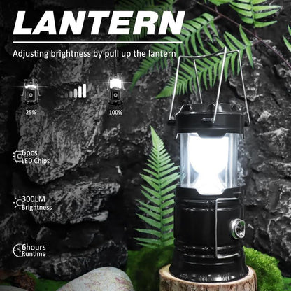 ⛺️50% OFF NOW! Solar Camping Lantern – Rechargeable Collapsible LED Lamp, IPX4 Waterproof Light with Magnetic Base & Foldable Hanging Hook for Outdoor Emergency