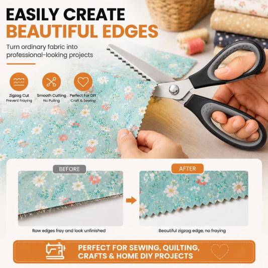 ✂️50% OFF NOW! Pinking Sewing Scissors, Zig Zag Fabric Shears Prevent Cloth Fraying for Sewing Quilting DIY Crafts