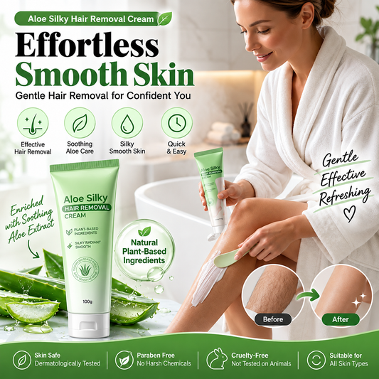 🌿50% OFF NOW! Gentle Aloe Vera Hair Removal Cream‑Soothing Aloe Infused Depilatory Cream, Painless Body Hair Remover for Arms, Legs & Bikini Area
