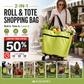 🛒50% OFF LIMITED TIME! ✨2-in-1 Foldable Wheeled Shopping Bag, 23L Large Capacity Portable Grocery Tote Cart with Retractable Smooth Rolling Wheels