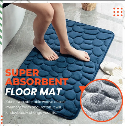 🛁50% OFF NOW! Memory Foam Embossed Soft‑Stone Bathroom Non‑Slip Carpet‑Super Absorbent Quick‑Dry Bath Mat, Soft Comfortable Floor Rug for Shower & Bathroom