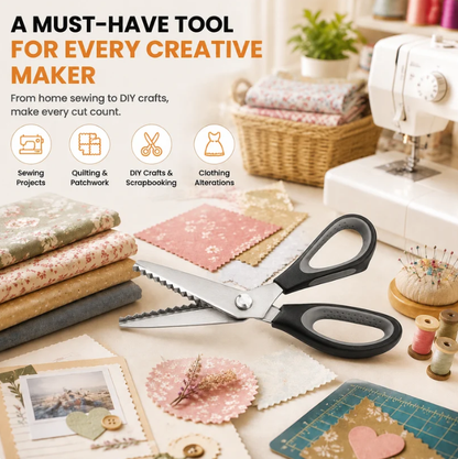 ✂️50% OFF NOW! Pinking Sewing Scissors, Zig Zag Fabric Shears Prevent Cloth Fraying for Sewing Quilting DIY Crafts