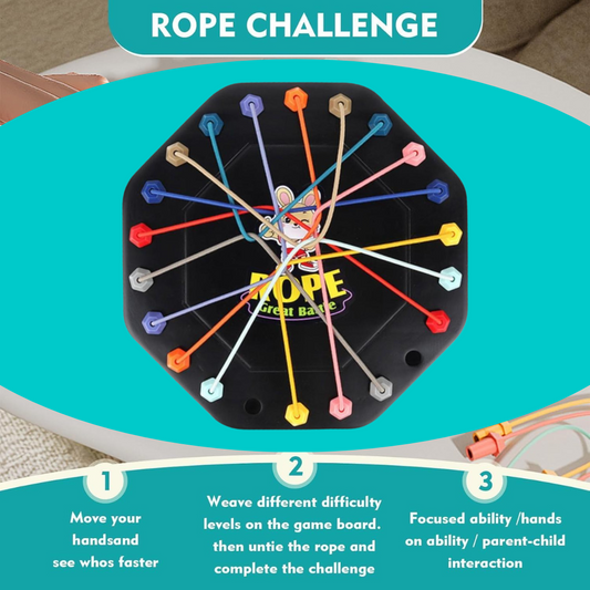 🧩50% OFF NOW! Rope Untangling Puzzle Game – Rope Challenge Brain Teaser Board Game, Parent-Child Interactive Desktop Game, Focus & Fine Motor Training Toy for Kids & Family