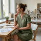 👗 LIMITED-TIME 50% OFF! ✨Women Short Sleeve V-Neck Linen Blend Tunic Midi Dress, Loose Relaxed Fit with Side Pockets Breathable Beach Casual Dress 💕