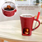 🍫50% OFF NOW! Ceramic Chocolate & Cheese Fondue Melter Mug – Tealight Heating Fondue Pot Cup with Fork, Mini Melting Mug for Dessert, Party & Romantic Night