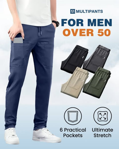 👖LAST DAY SALE ONLY £15.99‼️High Stretch Multi-Pocket Men Utility Trousers – Water Repellent, Comfort Elastic Waist, Durable Work Pants for Hiking, Fishing, Daily Casual & Outdoor Activities