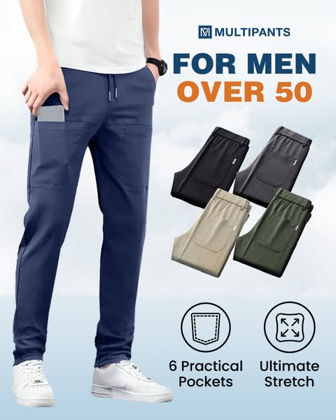 👖LAST DAY SALE ONLY £15.99‼️High Stretch Multi-Pocket Men Utility Trousers – Water Repellent, Comfort Elastic Waist, Durable Work Pants for Hiking, Fishing, Daily Casual & Outdoor Activities