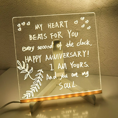 ✨🖍️50% OFF NOW! LED Acrylic Drawing Board – Glow Light Up Transparent Writing Board with Markers & Stand, Reusable Glowing Art Board for Kids
