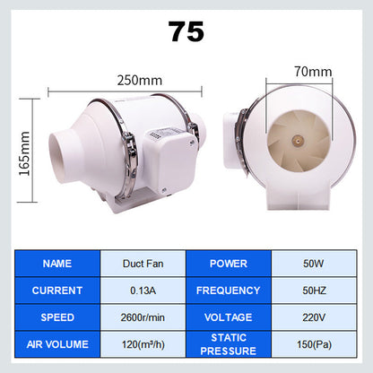 💨50% OFF NOW! Pressurized Inline Duct Fan, High‑Speed Ventilation Exhaust Fan, Quiet Duct Booster Fan for Kitchen Smoke Removal, Grow Tent, Bathroom Ventilation