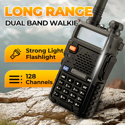 50% OFF NOW! UV-5R Dual Band Long Range Walkie Talkie – 128 Channels, Built-in Flashlight, Portable Two Way Radio for Camping Hiking Construction