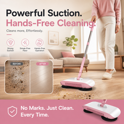🧹LIMITED TIME 50% OFF! Manual Hands-Free Sweeper Broom, 3-in-1 Sweep Suction Mop Cleaner with Strong Suction Streak-Free Floor Cleaning for Pet Hair Dust Debris