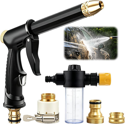 💦50% OFF NOW! High‑Pressure Water Jet Gun with Foam Bottle, 2‑Mode Adjustable Leak‑Proof Car Washing Sprayer, Ergonomic Handle Garden Hose Nozzle for Vehicle Cleaning & Yard Watering