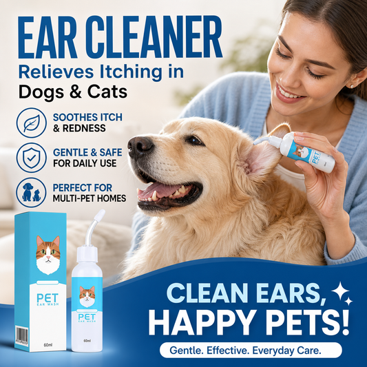 🐾Just £9.77 NOW ! 🐶🐱Pet Ear Cleaner Wash, Gentle Itch Relief Ear Cleansing Solution for Dogs & Cats Daily Ear Care