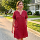 👗 LIMITED-TIME 50% OFF! ✨Women Short Sleeve V-Neck Linen Blend Tunic Midi Dress, Loose Relaxed Fit with Side Pockets Breathable Beach Casual Dress 💕