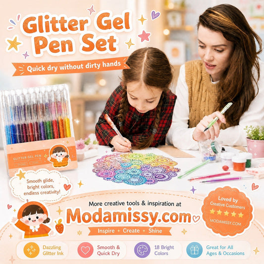 🖍️50% OFF NOW! Glitter Gel Pen Set‑18 Bright Dazzling Colors Quick‑Dry Smooth Glide Sparkle Pens for Kids Art Journaling Drawing & DIY Crafts