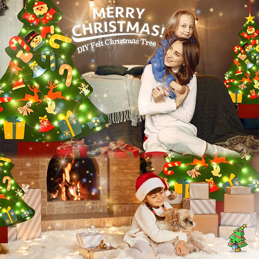🎅50% OFF NOW! DIY Felt Christmas Tree Set – Detachable Ornaments Wall Hanging Xmas Decor for Kids, Christmas Party Home Door Wall Decoration