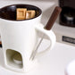 🍫50% OFF NOW! Ceramic Chocolate & Cheese Fondue Melter Mug – Tealight Heating Fondue Pot Cup with Fork, Mini Melting Mug for Dessert, Party & Romantic Night