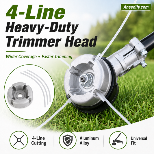 ⚙️50% OFF HOT SALE! 🌿Heavy-Duty 4-Line Aluminum Alloy Trimmer Head, Universal Fit Weed Eater Replacement Head with Fast Line Replacement