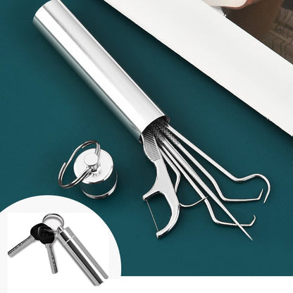 🦷50% OFF NOW! 7-in-1 304 Stainless Steel Toothpick Set – Ultra-Fine Tip Reusable Dental Cleaning Tools with Portable Storage Tube