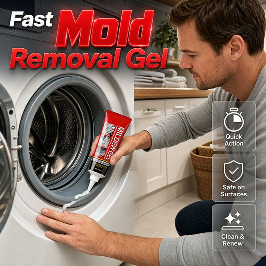 🧪50% OFF NOW! Powerful Mold Stain Remover Gel, Fast‑Acting Mildew Removal Gel, Deep Mold Stain Cleaner for Washing Machine Seal, Tile Grout, Bathroom & Household Surfaces