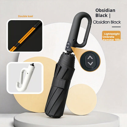 ☔50% OFF NOW! Automatic Folding Umbrella – Windproof Waterproof Compact Travel Umbrella with C-Shaped Hands-Free Hook Handle for Rain & Sun