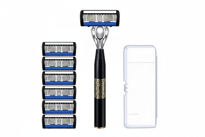 🪒50% OFF NOW! 6‑Layer Manual Razor Set with Pivoting Head‑Smooth Glide Shaving Kit, Non‑Slip Handle & Lubricating Strip, Men’s Manual Shaver with Replacement Blades