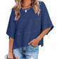 👚50% OFF HOT SALE 54000+ Sold! Women Solid Color Spliced Loose Crop T-Shirt, Flare 3/5 Bell Sleeve Breathable Casual Summer Tee Top