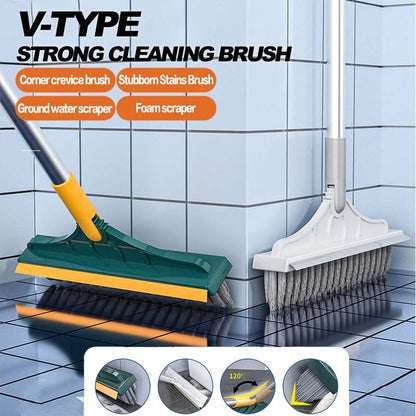 🔥LAST DAY SALE ONLY ￡11.99!!🧹180° Rotating V-Type Floor Brush, Extendable Gap Cleaning Brush with Water Scraper for Bathroom Tile & Corners