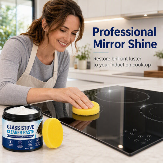 🧼50% OFF NOW! Glass Stove Cleaner Paste 80g with Sponge Burnt Stain Remover – Heavy‑Duty Cooktop Polishing Cleaning Paste, Grease & Burnt‑On Residue Eliminator for Induction Glass Stovetops