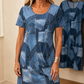 👗 LIMITED-TIME 50% OFF! ✨Women Short Sleeve Round Neck Denim Patchwork Print Casual Mini Dress, Loose Relaxed Fit Breathable Daily Dress 💕