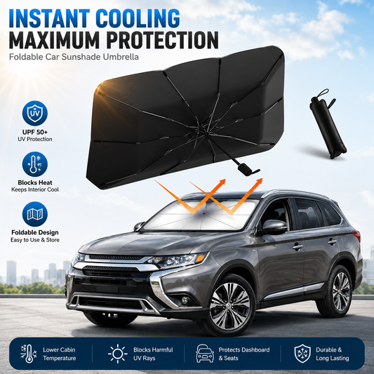 ☂️Upgraded Foldable Car Windshield Sun Shade Umbrella, UPF50+ UV Block Heat Insulation Auto Front Window Protector