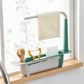 🧽50% OFF NOW! Updated Telescopic Sink Storage Rack, 2‑In‑1 Expandable Kitchen Sink Caddy Holder with Towel Bar, Adjustable Sink Organizer for Sponges, Brushes & Kitchen Utensils