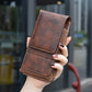 📱50% OFF LIMITED TIME! Leather Belt Clip Phone Holster, Multi-Pocket Waist Cell Phone Pouch with Card Slots, Durable Vintage Leather Phone Waist Bag Fits iPhone & Android Smartphones