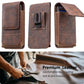 📱50% OFF LIMITED TIME! Leather Belt Clip Phone Holster, Multi-Pocket Waist Cell Phone Pouch with Card Slots, Durable Vintage Leather Phone Waist Bag Fits iPhone & Android Smartphones