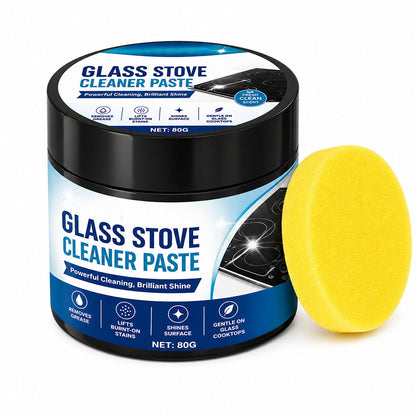 🧼50% OFF NOW! Glass Stove Cleaner Paste 80g with Sponge Burnt Stain Remover – Heavy‑Duty Cooktop Polishing Cleaning Paste, Grease & Burnt‑On Residue Eliminator for Induction Glass Stovetops