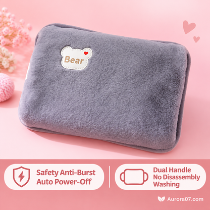 # 🧸50% OFF NOW! Rechargeable Hot Water Bottle – Explosion-Proof Electric Heating Pad, Soft Plush Bear Cover Hand Warmer, Portable Heat Pack for Pain Relief & Winter Warmth