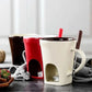 🍫50% OFF NOW! Ceramic Chocolate & Cheese Fondue Melter Mug – Tealight Heating Fondue Pot Cup with Fork, Mini Melting Mug for Dessert, Party & Romantic Night