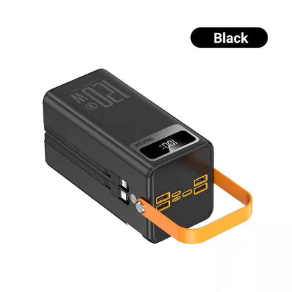 50% OFF NOW! 60000mAh Portable Fast Charging Power Bank – Built-in Cables, LED Flashlight, Large Capacity Outdoor Power Bank for Camping Travel