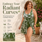👙 LIMITED-TIME 50% OFF! Women's Leaf Floral Print One Piece Swim Dress, Tummy Control Plus Size Swimming Costume