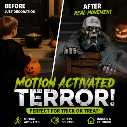 👻50% OFF NOW! Halloween Horror Model Crawling Ghost, Scary Ground‑Crawling Zombie Prop, Realistic Bloody Zombie Decor for Halloween Party, Yard & Graveyard Scene Decoration