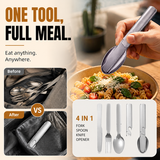 💥4-in-1 Stainless Steel Portable Cutlery Set