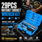 📢📢50% OFF !!⏰29pcs Ratchet Socket Wrench Tool Kit, Multi-Size Repair Hand Tool Set with Storage Case 🔧
